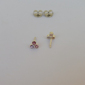 3 turmalinos ezüst fülbevaló - ékszer - fülbevaló - pötty fülbevaló - Meska.hu