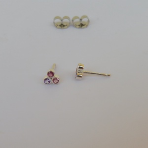 3 turmalinos ezüst fülbevaló - ékszer - fülbevaló - pötty fülbevaló - Meska.hu