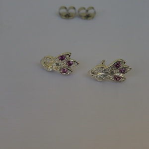 rodolit gránátos ezüst fülbevaló - ékszer - fülbevaló - pötty fülbevaló - Meska.hu