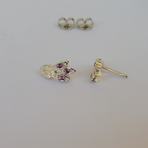 rodolit gránátos ezüst fülbevaló - ékszer - fülbevaló - pötty fülbevaló - Meska.hu