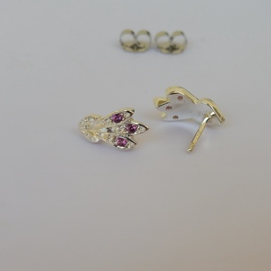 rodolit gránátos ezüst fülbevaló - ékszer - fülbevaló - pötty fülbevaló - Meska.hu