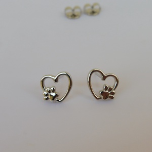 szív tappancs fülbevaló ezüstből - ékszer - fülbevaló - pötty fülbevaló - Meska.hu