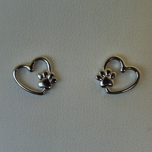 szív tappancs fülbevaló ezüstből, Ékszer, Fülbevaló, Pötty fülbevaló, Ékszerkészítés, Ötvös, MESKA