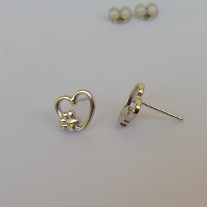 szív tappancs fülbevaló ezüstből - ékszer - fülbevaló - pötty fülbevaló - Meska.hu