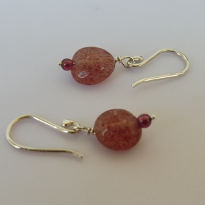 eperkvarcos - gránátos ezüst fülbevaló - ékszer - fülbevaló - lógó fülbevaló - Meska.hu