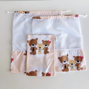 Hálós textil zsákok péksütinek ,zöldség, gyümölcsöknek 3 db-os macis - táska & tok - bevásárlás & shopper táska - zöldség/gyümölcs zsák - Meska.hu