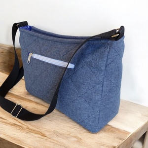 Steppelt, Farmerkék Vászon keresztpántos válltáska,crossbody - Crossbody  - táska & tok - kézitáska & válltáska - vállon átvethető táska - Meska.hu