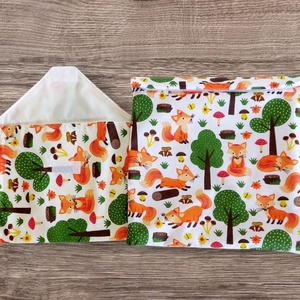 2 részes Uzsonnás szett  rókás  Pul béléssel zero waste csomagolás, Táska & Tok, Uzsonna- & Ebéd tartó, Szendvics csomagoló, Varrás, MESKA