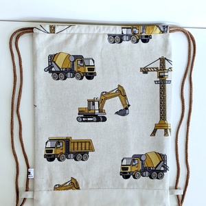 Gymbag hátizsák, ovis tornazsák, Dübörögnek a Munkagépek  ovoda,iskola, játszótér,kirándulás - táska & tok - hátizsák - tornazsák, gymbag - Meska.hu