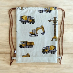 Gymbag hátizsák, ovis tornazsák, Dübörögnek a Munkagépek  ovoda,iskola, játszótér,kirándulás - táska & tok - hátizsák - tornazsák, gymbag - Meska.hu