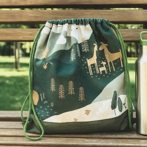 Gymbag hátizsák,tornazsák  Zöld erdőben,őzek,macik,sünik  óvoda,iskola, játszótér,kirándulás - Meska.hu