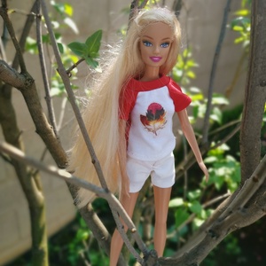 Barbie babaruha- póló rövidnadrággal - játék & sport - baba & babaház - öltöztethető baba - Meska.hu