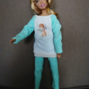 Barbie baba türkiz pizsama - játék & sport - baba & babaház - babaruha, babakellék - Meska.hu