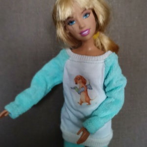 Barbie baba türkiz pizsama - játék & sport - baba & babaház - babaruha, babakellék - Meska.hu