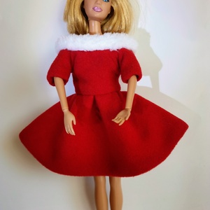 Barbie  piros színű alkalmi babaruha - játék & sport - baba & babaház - barbie ruhák - Meska.hu