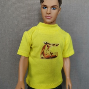 Barbie babaruha fiú sárga póló matricával  - játék & sport - baba & babaház - babaruha, babakellék - Meska.hu
