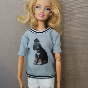 Barbie babaruha szürke mintás póló - játék & sport - baba & babaház - babaruha, babakellék - Meska.hu