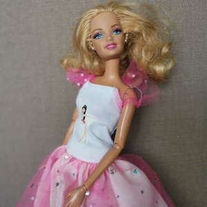 Barbie rózsaszín alkalmi selyem és tüll babaruha  - játék & sport - baba & babaház - babaruha, babakellék - Meska.hu