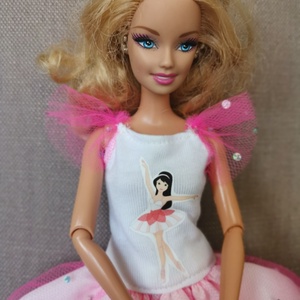 Barbie rózsaszín alkalmi selyem és tüll babaruha  - játék & sport - baba & babaház - babaruha, babakellék - Meska.hu