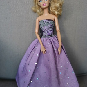 Barbie lila alkalmi selyem, brokát és tüll babaruha  - játék & sport - baba & babaház - babaruha, babakellék - Meska.hu