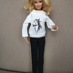 Barbie babaruha mintás hosszú ujjú felső - játék & sport - baba & babaház - öltöztethető baba - Meska.hu