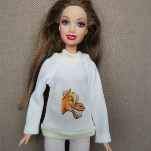 Barbie babaruha mintás hosszú ujjú felső - játék & sport - baba & babaház - öltöztethető baba - Meska.hu