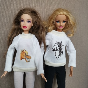 Barbie babaruha mintás hosszú ujjú felső - játék & sport - baba & babaház - öltöztethető baba - Meska.hu