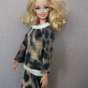 Barbie babaruha állatmintás pulcsi nadrággal - játék & sport - baba & babaház - babaruha, babakellék - Meska.hu
