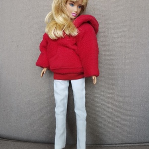 Barbie babaruha zsebes kapucnis bélelt kabát - játék & sport - baba & babaház - babaruha, babakellék - Meska.hu