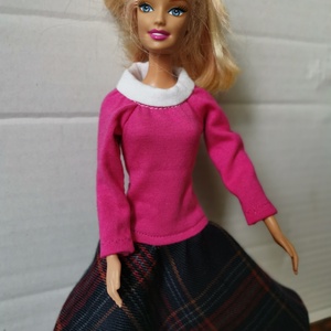 Barbie pink ruha kockás szoknyával, Játék & Sport, Baba & babaház, Babaruha, babakellék, Varrás, MESKA