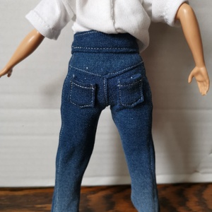 Barbie babaruha farmer nadrág tacskós övpánttal - játék & sport - baba & babaház - babaruha, babakellék - Meska.hu