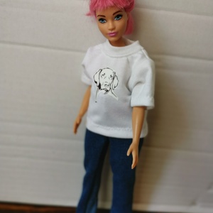 Molett Barbie babaruha - matricás póló - játék & sport - baba & babaház - babaruha, babakellék - Meska.hu