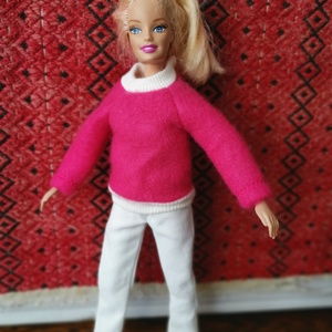 Barbie babaruha rojtos farmernadrág tacskós övpánttal - játék & sport - baba & babaház - babaruha, babakellék - Meska.hu