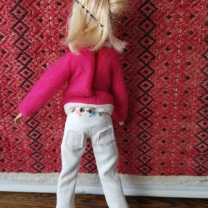 Barbie babaruha rojtos farmernadrág tacskós övpánttal - játék & sport - baba & babaház - babaruha, babakellék - Meska.hu