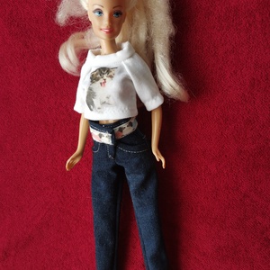 Barbie babaruha rövid póló tacskópántos nadrággal - játék & sport - baba & babaház - babaruha, babakellék - Meska.hu