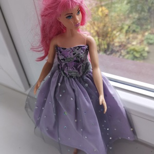 Barbie és molett Barbie lila alkalmi selyem, brokát és tüll babaruha  - játék & sport - baba & babaház - babaruha, babakellék - Meska.hu
