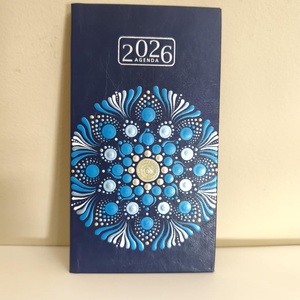 2026-os mandalás zsebnaptár kék alapon kék díszítéssel (kézzel festve) - Meska.hu