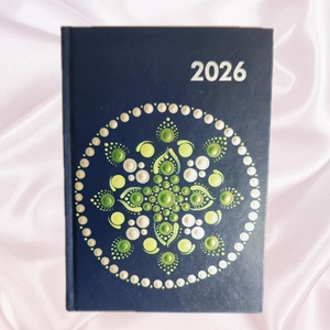 2026-os mandalás naptár kék alapon zöld díszítéssel (kézzel festve) - Meska.hu