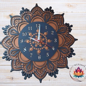 Mandala falióra, sötétkék és bronz színekkel, 38 cm, Otthon & Életmód, Dekoráció, Fali és függő dekoráció, Falióra & óra, Festett tárgyak, MESKA