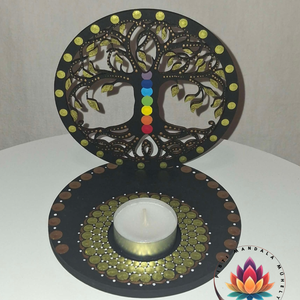 Életfás árnyéklámpa (arany) - 12 cm, Otthon & Életmód, Gyertya, illat, aroma, Mécses és mécsestartó, Festett tárgyak, Festészet, MESKA