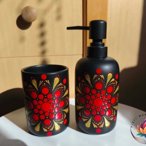 Fürdőszobai szett (mandalás), Otthon & Életmód, Fürdőszoba, Szappantartó, Festett tárgyak, Festészet, MESKA