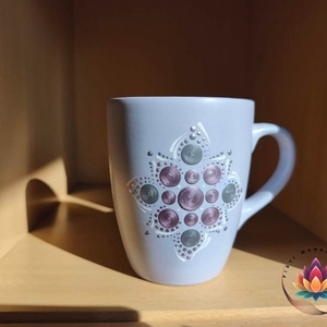 Mandalás világoskék bögre ( 300 ml), Otthon & Életmód, Konyhafelszerelés, tálalás, Tálalás, Bögre & Csésze, Festett tárgyak, Festészet, MESKA