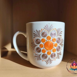 Mandalás fehér bögre ( 300 ml), Otthon & Életmód, Konyhafelszerelés, tálalás, Tálalás, Bögre & Csésze, Festett tárgyak, Festészet, MESKA