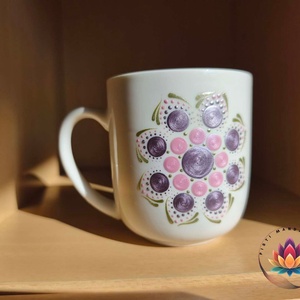 Mandalás fehér bögre ( 300 ml), Otthon & Életmód, Konyhafelszerelés, tálalás, Tálalás, Bögre & Csésze, Festett tárgyak, Festészet, MESKA