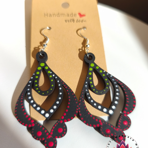 Fa fülbevaló (nemzeti színű 4), Ékszer, Fülbevaló, Lógó fülbevaló, Festett tárgyak, Festészet, MESKA