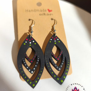 Fa fülbevaló (nemzeti színű 5), Ékszer, Fülbevaló, Lógó fülbevaló, Festett tárgyak, Festészet, MESKA