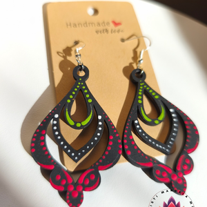Fa fülbevaló (nemzeti színű 7), Ékszer, Fülbevaló, Lógó fülbevaló, Festett tárgyak, Festészet, MESKA