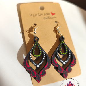 Fa fülbevaló (nemzeti színű 8), Ékszer, Fülbevaló, Lógó fülbevaló, Festett tárgyak, Festészet, MESKA