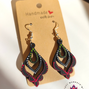 Fa fülbevaló (nemzeti színű 9), Ékszer, Fülbevaló, Lógó fülbevaló, Festett tárgyak, Festészet, MESKA