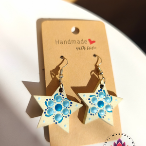 Fa fülbevaló (csillag), Ékszer, Fülbevaló, Lógó fülbevaló, Festett tárgyak, Festészet, MESKA